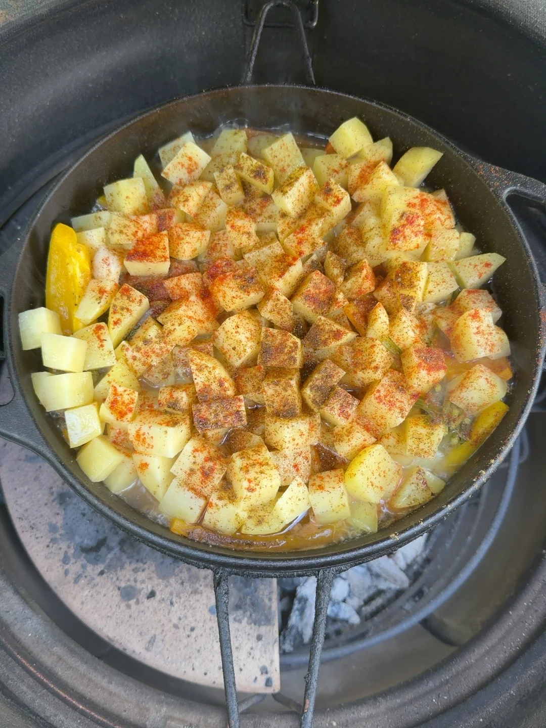 Potatoes added after the contents settled and made room.